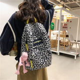 Christmas Gift Real Shot Color Leopard Print Backpack Japan And South Korea Large-capacity Tide Brand Joker Backpack Female Student Backpack