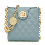 FOXER Fashion Women's Flip Shoulder Phone Bag Genuine Leather All-match Crossbody Bag Ladies Gold Coin Chain Check Chain Bag
