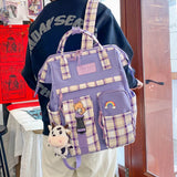 Vvsha Vintage Casual Women Plaid Purple Backpacks 2022 New Fashion Black Cow Pattern Travel Bag for Teenager Girls Backpack School Bag