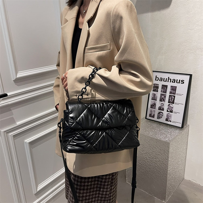 Christmas Gift Luxury Designer Small Nylon Shoulder Crossbody Bags for Women 2021 hit Women's Winter Branded Trending Chain Handbags and Purses