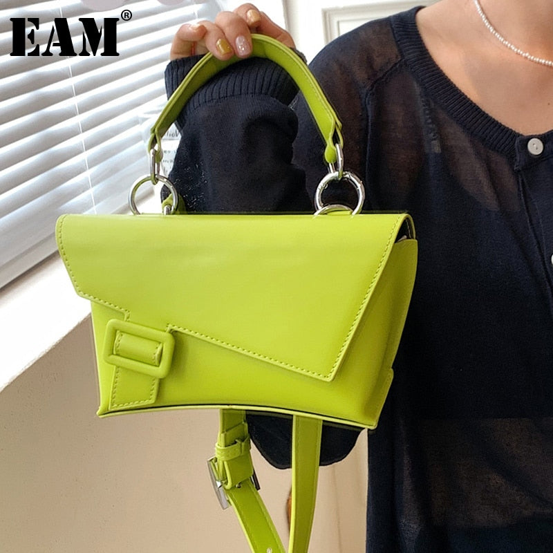 Christmas Gift [EAM] Handle Bag Female Wallet Retro PU Leather Lux Shoulder Bag New 2021 Fashion Shopper Green Waist Crossbody Tide 18A5672