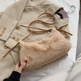 Christmas Gift DORANMI Soft Fur Hobos Shoulder Bags For Women 2020 Winter Flap Female Handbags Solid Fur Top-handle Handbags Bolsos Mujer BG963