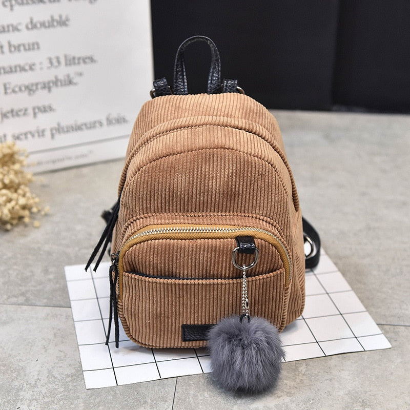 Small Fashion Women's Backpack New Shoulder Bag Hairball Casual Backpacks Girls Ladies School Bag Mochilas Student Shoulder Bags