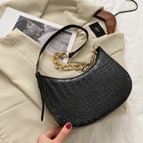 Vintage Alligator Hobos Bags For Women 2021 Shoulder Bag Female Solid Color PU Leather Totes Chain Handbag Purse Crossbody Bags