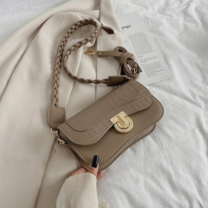 Crocodile Pattern Crossbody Bags For Women 2021 winter Small Chain Handbag Small Bag PU Leather Ladies Designer Shoulder Bags