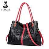 FOXER Brand Natural Leather Women Handle Shoulder Bag Soft Lady Crossbody Handbag Winter Purse LOGO Bag Mother Totes Commute Bag