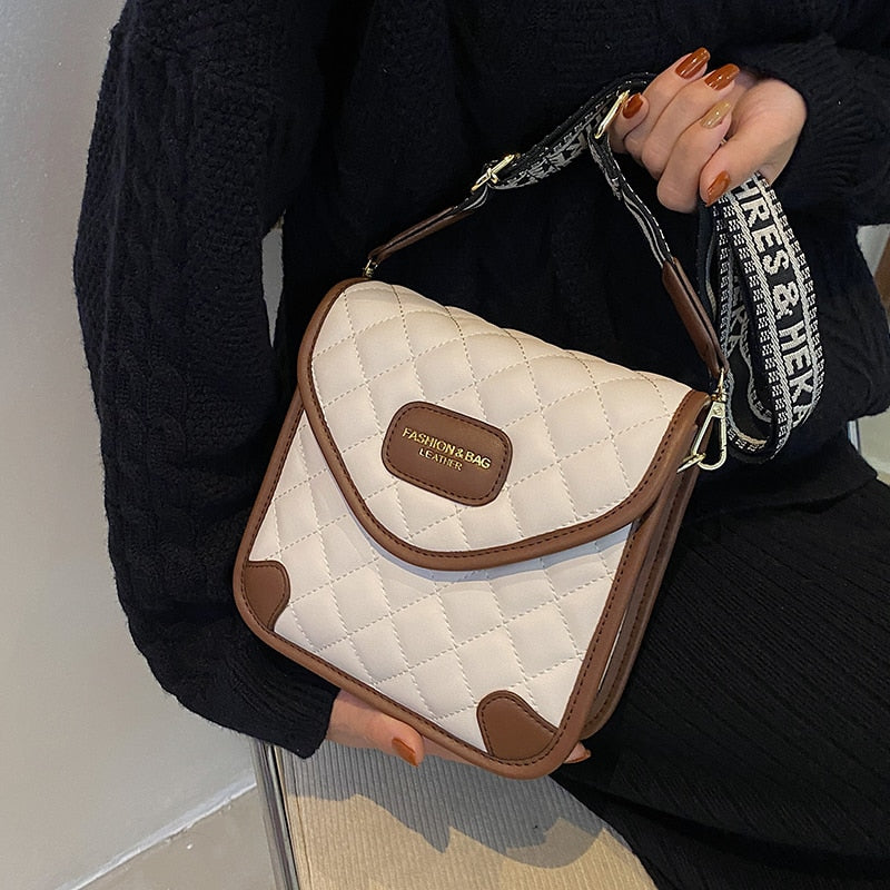 с доставкой Small Quilted PU Leather Crossbody Bags with Short Handle for Women 2021 Winter Designer Shoulder Purses Handbags