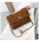 Vintage PU Leather Crossbody Bag for Women 2021 Brand Chain Designer Handbags Diamond Grain Women's Trend Hand Bag black