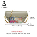 FOXER Fashion Lady Split Leather Chain Shoulder Bag Retro Niche Luxury Hobo Bag High-Quality Small Handbag Underarm Woman Bag