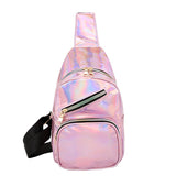 Mirror reflective laser colorful Women Chest Bag holographic Crossbody Bags for female messenger bags small Shining wallet pink