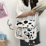 Cow Print Crossbody Bag For Women Nylon Waterproof Shoulder Purse Messenger Bag Lightweight Pocketbooks