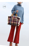 Vintage Handbag Woman fur Zipper Decoration Shoulder Bag Women Knitting High Quality Woolen Cloth Crossbody Bag Weaving Tote