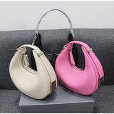 Christmas Gift Brand Designer Handbags For Women Fashion Genuine Leather Message Underarm Bags Cute Candy Color New Crescent Pack Zipper Open