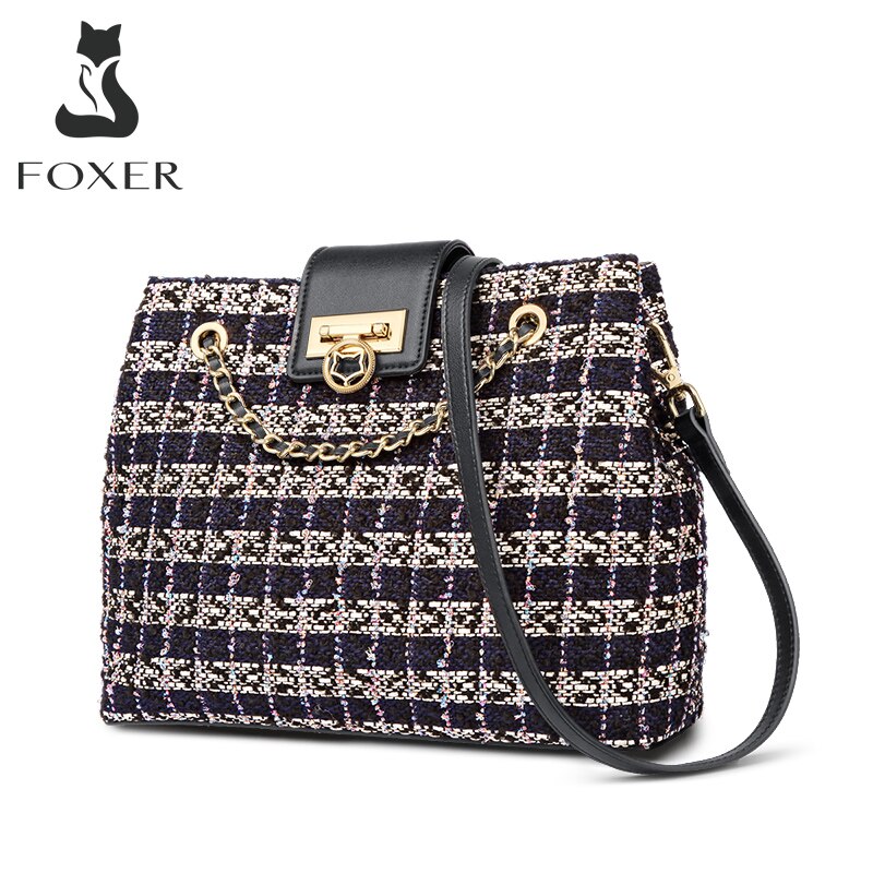 FOXER Fashion Women Crossbody Totes Bags Large Capacity Handle Woven Bag Lady Short Trip Shoulder Bags Female Light Casual Purse
