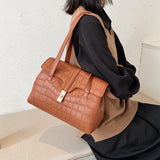 Brand design Women Handbags large capacity Stone grain Ladies Shoulder Bags Winter 2021 Elegant Designer Female big Tote black