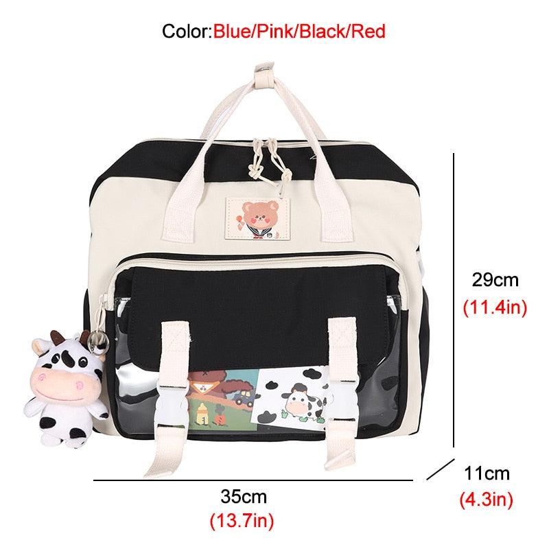 DCIMOR New Multifunction Waterproof Nylon Women Backpack Female Contrast Color Small Schoolbag Lovely Mini Book Bag for Girls