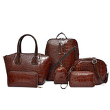 High Quality Pu Leather Handbags Women Bags Fashion Ladies 6 Pieces Set Shoulder Bag Luxury Designer Crocodile Female Tote Bags