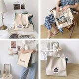 Christmas Gift Women Canvas Shoulder Bag Love Philosophy Daily Shopping Bags Oil Painting Books Bag Thick Cotton Cloth Handbags Tote For Ladies