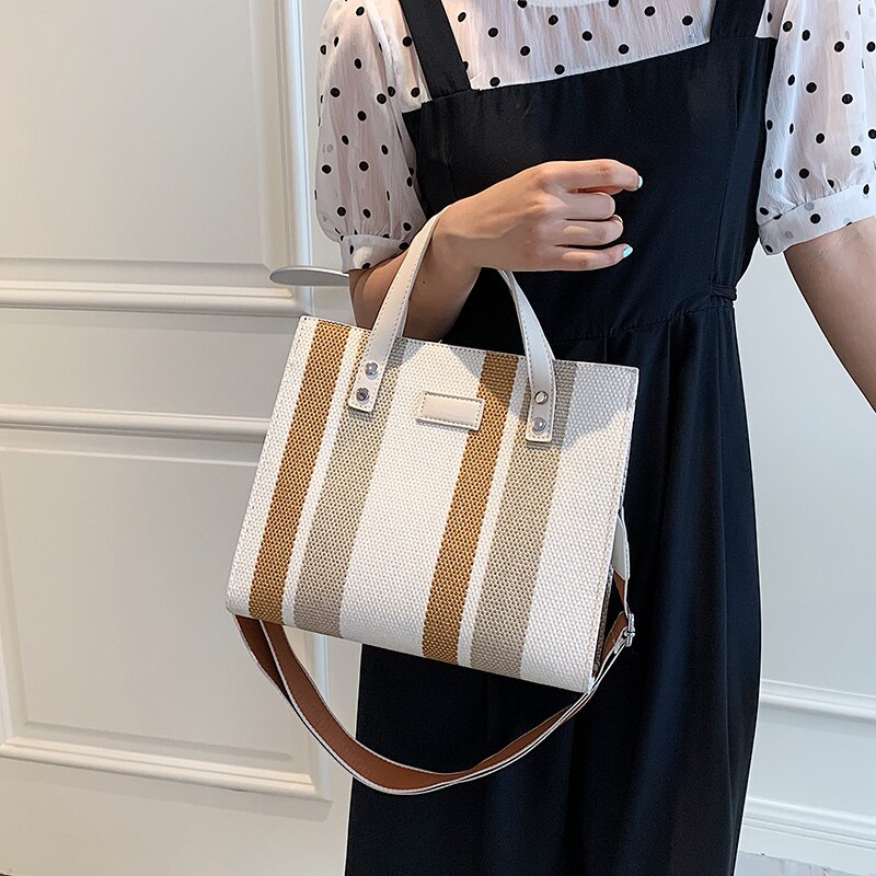 Christmas Gift Stripe Small Shopper Crossbody Shoulder Bags for Women 2021 New Arrival Designer Trends Female Casual Shopping Handbags Totes