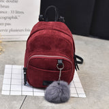 Small Fashion Women's Backpack New Shoulder Bag Hairball Casual Backpacks Girls Ladies School Bag Mochilas Student Shoulder Bags