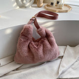 Women Large High Capacity Totes Soft FAUX Fur Bucket Bags High Quality Ladies Bag Elegant 2021 Winter Cute Tote Bag