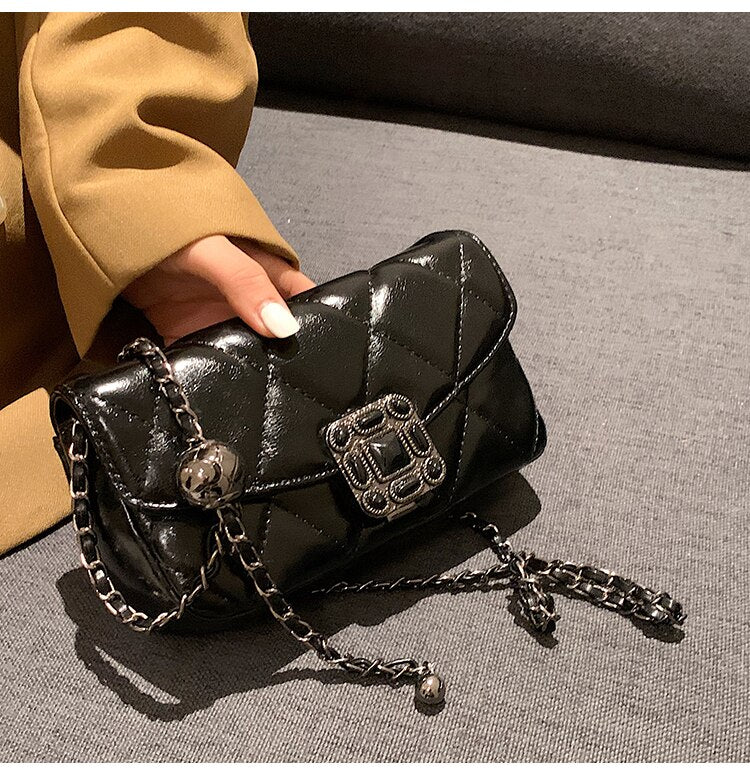 Lattice Flap Mini Crossbody Bag 2021 Winter New High-quality PU Leather Women's Designer Handbag Vintage Shoulder LEFTSIDE Bag
