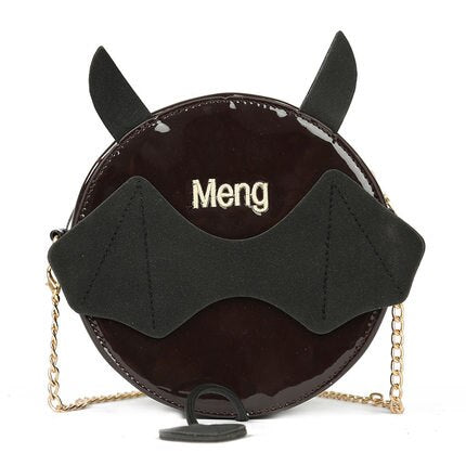 Christmas Gift Cute Little Monster Bat Small Round Bag Halloween Devil Handbag Cute Cartoon Women Chain Purses And Shoulder Bags With Tail New