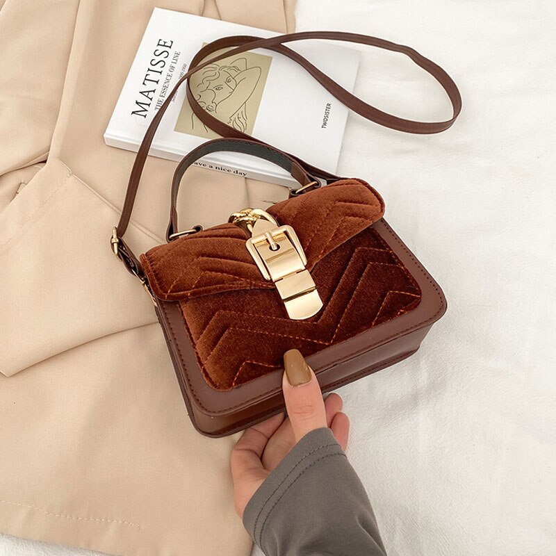 Back to College Winter Casual Trend Small Handbags For Women Pu Leather Shoulder Bag Solid Color Square Mini Commute Simple Ladies Crossbody Bag