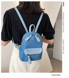 Fashion Denim Women Backpack small Female Travel Backpacks Preppy style School Bag for girls Rucksack Daypack Sac A dos blue