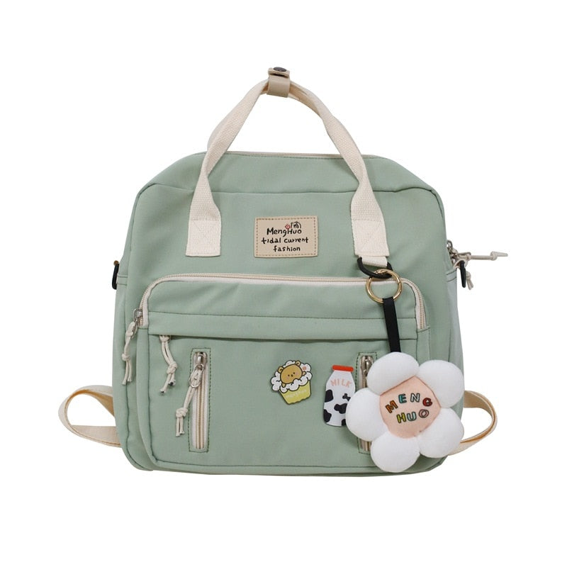 Christmas Gift Korean Style Canvas Small Mini Backpack For Women bag for school girl 2021 Flower Backpack Female small schoolbag badge backpack