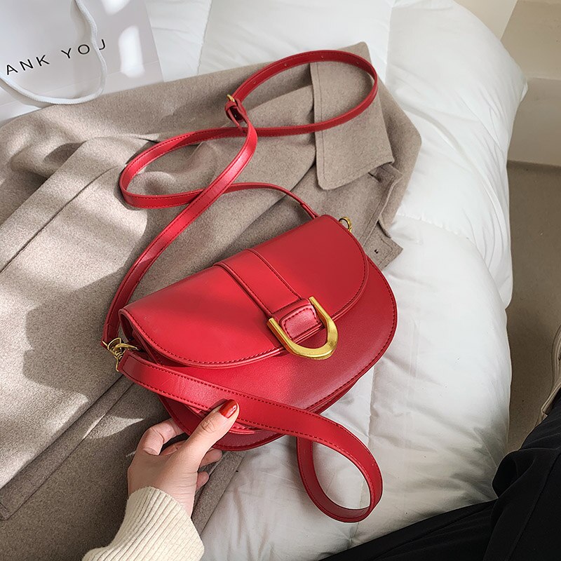 Vintage Flip Armpit Bag 2021 New High-quality PU Leather Women's Designer Handbag Saddle bag Travel Shoulder Messenger Bag