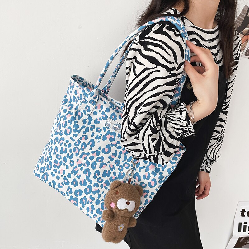 Women's Animal Printed Tote Bags 2021 New Lady Black Cow Shoulder Bag Vintage Zebra Pattern Handbag Large Capacity Shopper Purse
