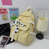 DCIMOR New Preppy Women Backpack Lovely Girl Waterproof Nylon School Bags Female Fashion Silk Scarves Student Bookbag Travel Bag