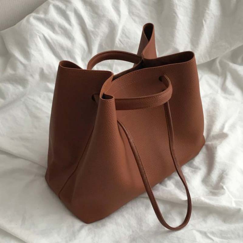 Vvsha High Quality Leather Bucket Bags Brand Fashion Shoulder Bags Handbags Elegant Fashion Female High Capacity Casual Tote Bag