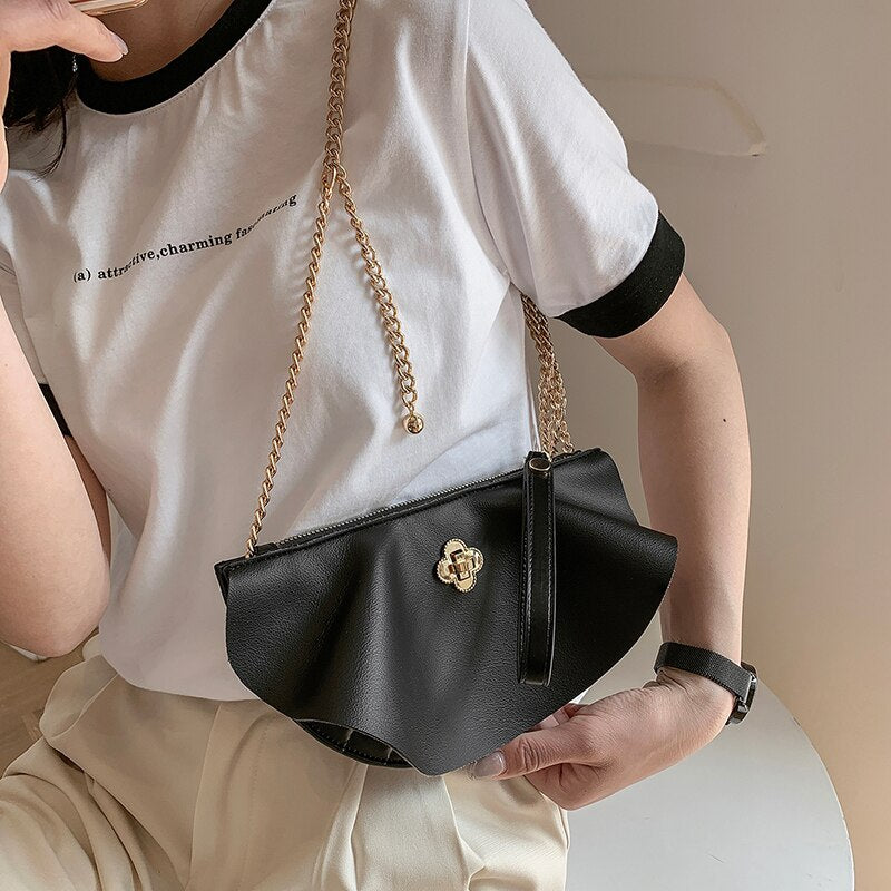 Vvsha Design PU Leather Crossbody bags for Women Simple Solid color Ladies Fashion Chain Shoulder Messenger Bag