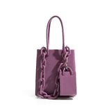 Christmas Gift [EAM] Trendy Women Spring Summer 2021 New Purple Niche Acrylic Chain Armpit Bag  One Shoulder Portable Tote Bag 18A5071 18A5071