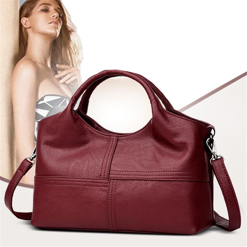 Vvsha PU Leather Bag for Women Simple Stripe Style Female Shoulder Crossbody Bags High Quality Retro big casual Purse