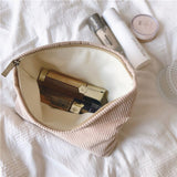Vvsha 1 Pc Soft Corduroy Makeup Bag for Women Large Solid Color Cosmetic Bag Travel Makeup Storage Organizer Girl Beauty Case