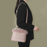 Graduation Gift Fashion Faux Fur Women's Plush Bucket Bag Sweet Ladies Portable Crossbody Bags Casual Daily Female Handbags Purse Shoulder Bags