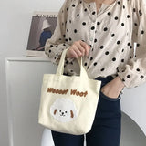 Canvas Shoulder Bag For Women Cartoon Printing Ladies Casual Handbag Tote Bag Large Capacity Cotton Reusable Shopping Beach Bag