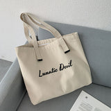 Women Canvas Shoulder Bag Zarxcop Bear Printing Ladies Casual Handbag Tote Bag Large Capacity Cotton Reusable Shopping Beach Bag