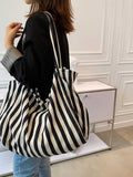 Vvsha New Striped Women's Shoulder Tote Bag Fashion Large Capacity Casual Underarm Handbag For Women 2022 Simple Female Shopper Bags