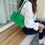 Graduation Gift Retro Simple Women's Underarm Bag Vintage Green Ladies Square Shoulder Bags Winter Fashion Female Tote Purse Top Handle Handbags