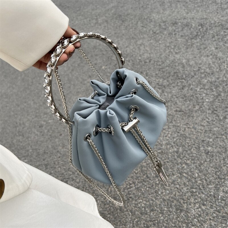 Bag Exquisite Handbag Fashion Rhinestone Bucket Bag Chain Shoulder  Messenger Bag