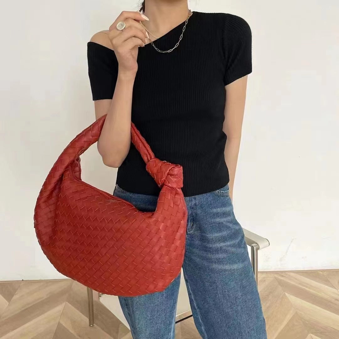 Luxury Women's Shoulder Bags Woven Leather Large Capacity Tote Bag Fashion  Brand Designer Bags for Women Solid Casual Versatile