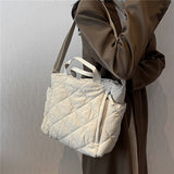 Vvsha Cotton Padded Large Tote Shoulder Bags For Women Winter 2023 Causal Designer Crossbody Purse Work Tote Ladies Handbags