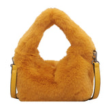 Vvsha Soft Plush Top-Handle Bags For Women 2023 Winter New Mini Bucket Bag Faux Fur Lightweight Pure Color Crossbody Hand Warmer Bolso