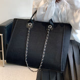 Vvsha Chain Canvas Shoulder Bag For Women Tote Designer Casual Female Bags Messenger Leisure Handbags 2023 Trend Handbag