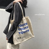 Women Canvas Shoulder Bag  Youth Printing Ladies Casual Handbag Tote Bag Large Capacity Cotton Reusable Shopping Beach Bag 2022