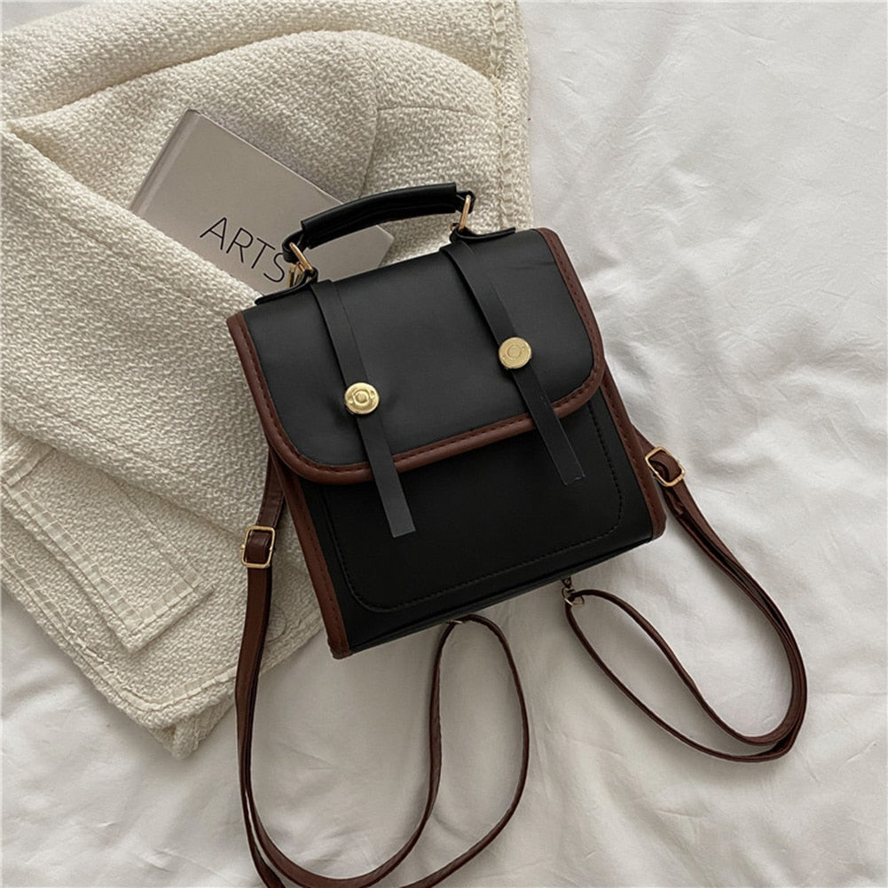 Vvsha Women Casual Backpacks Korean Preppy Style Shoulder Bags for Girls Student Schoolbags PU Leather Ladies Daily Crossbody Bags